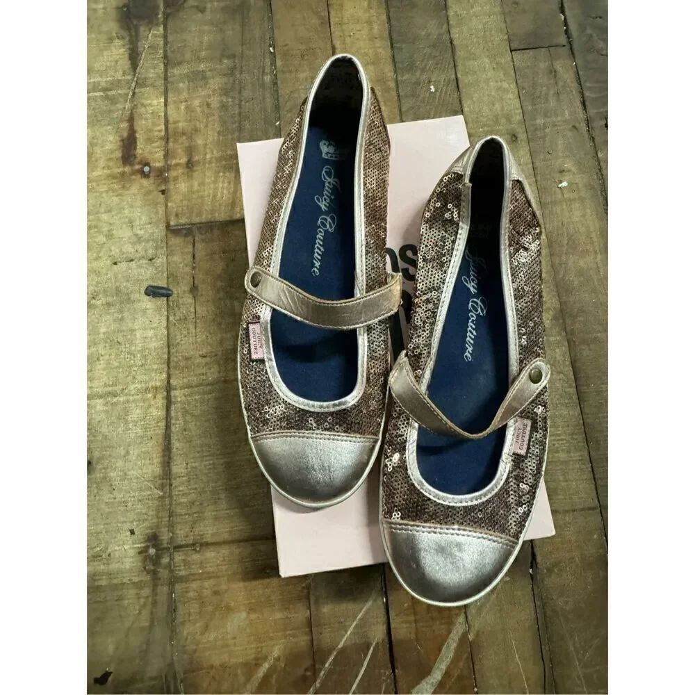 Og vintage juicy couture rose gold sequin sneakers  flats /shoes mary jane